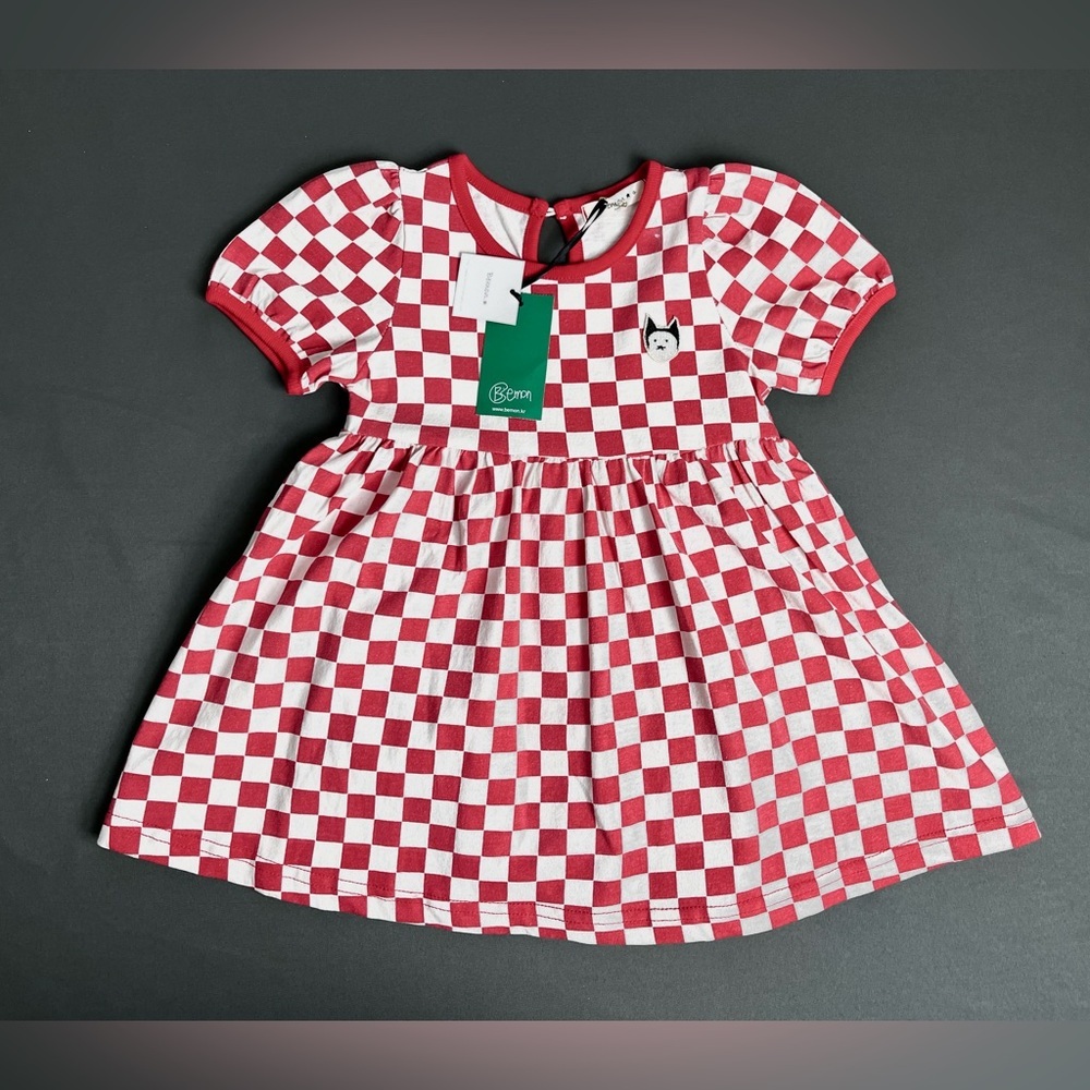 NWT| Bemon | Red Checkered Toddler bodysuit Dress | Size 12-18 M